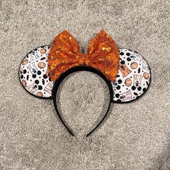 Disney Accessories - Disney Halloween Mouse Ears with Orange Sequin Bow